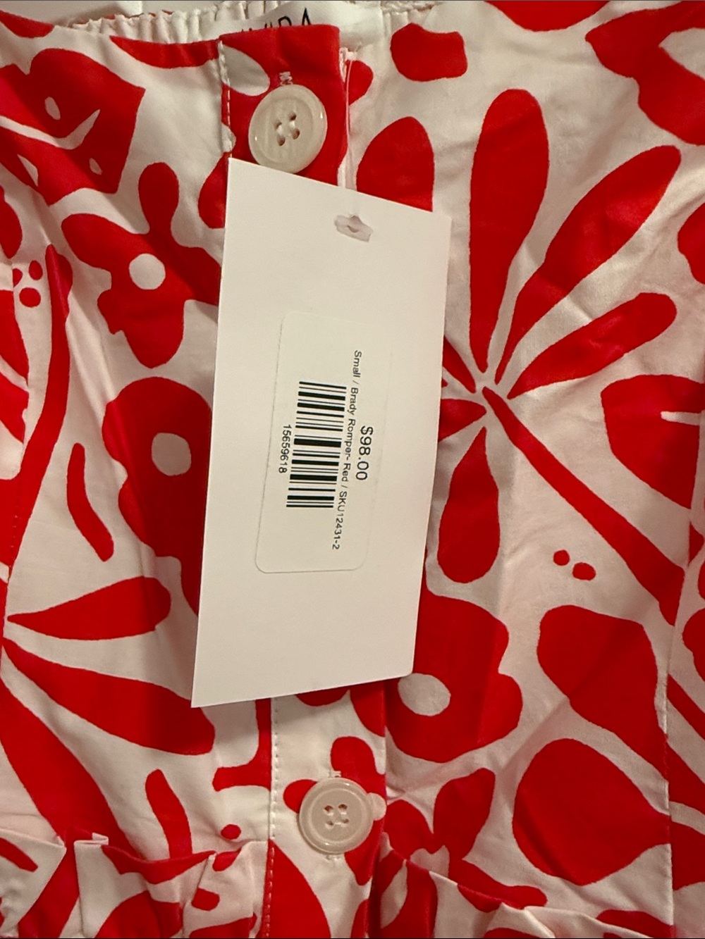 Red & White Floral Tie-Waist Romper - Picture 2 of 5